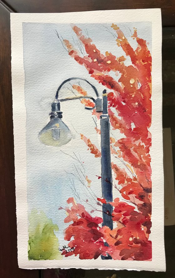 The street lamps in Autumn, 2 small artworks