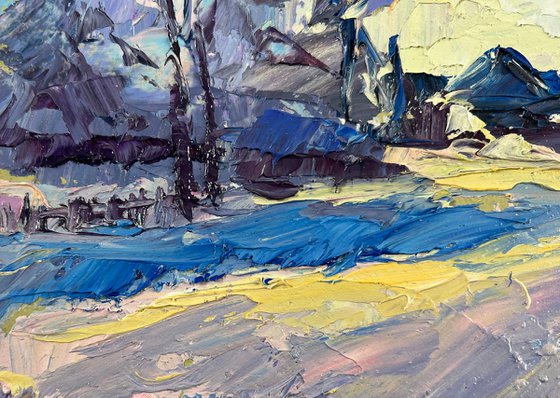 Winter Silence Between Trees and Houses