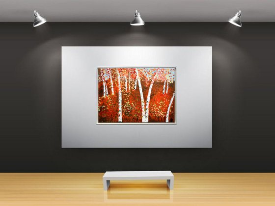 Birchwood - Abstract - Acrylic Painting - Canvas Art - Wall Art - Landscape - Framed Art - Free Shipping