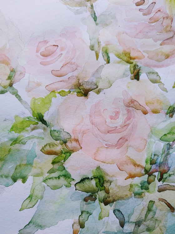 Roses. Original watercolour painting.