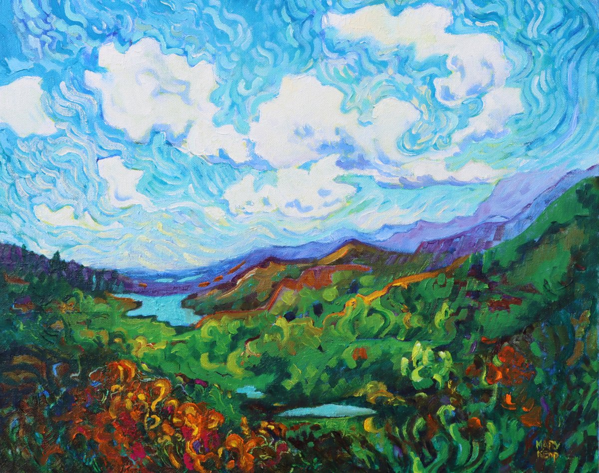 Impressionistic Landscape Oil Painting By Mary Kemp, 20 X 16", Lake District Memories, Original Artwork