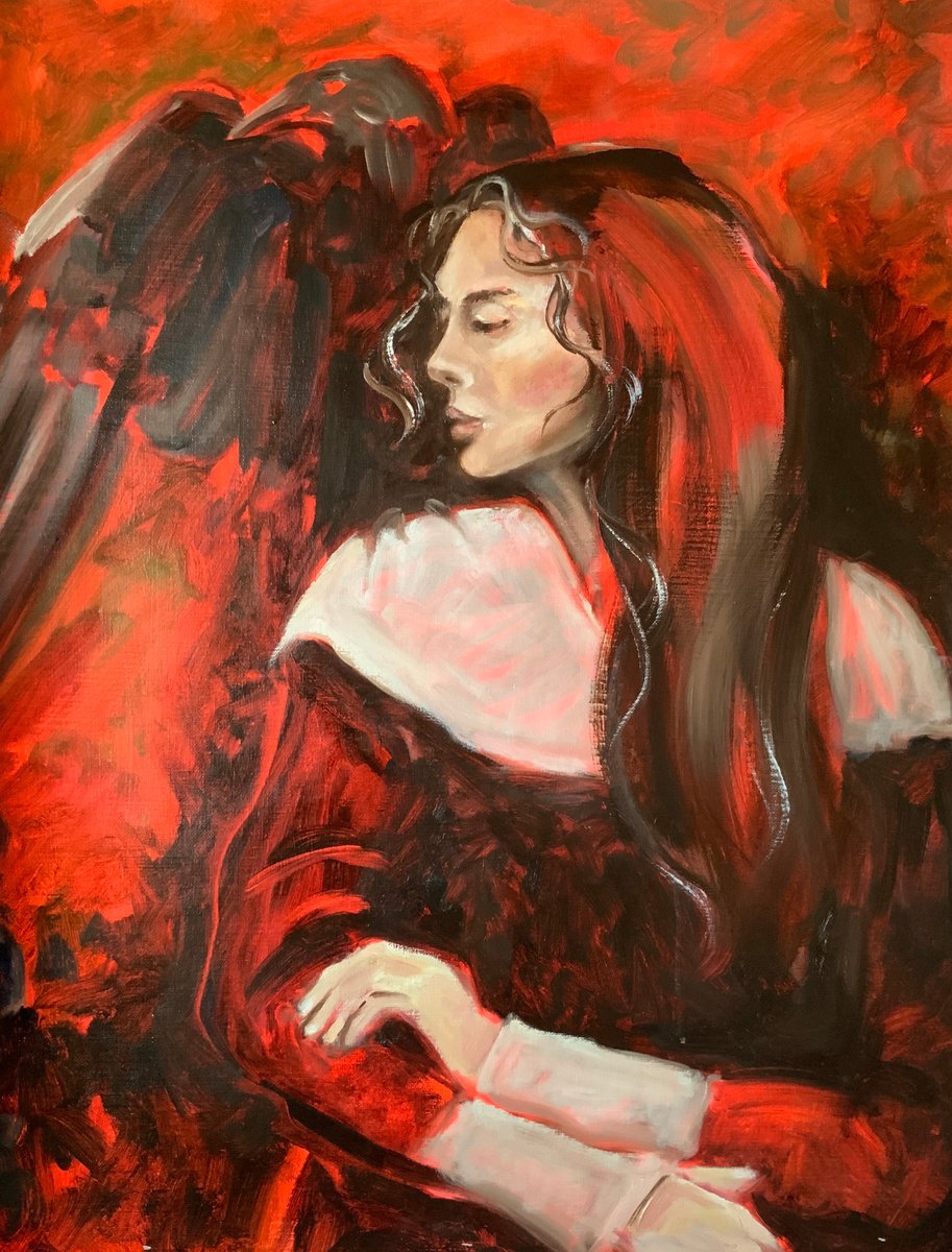 Expressive Oil Painting , Scarlet Silence By Alexandra Jagoda (Ovcharenko), 24 X 33, Artwork For Sale On Artfinder