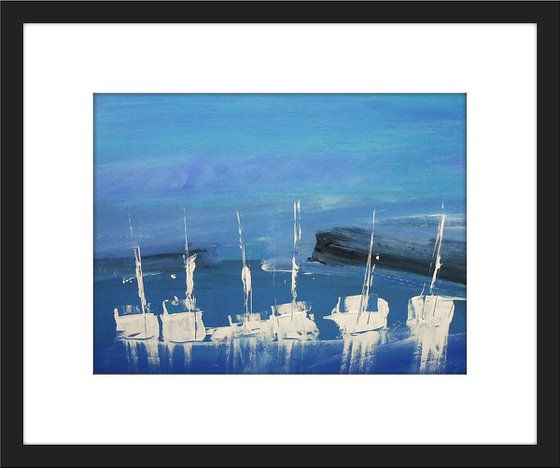 WRECKED AT MIDNIGHT SHIPYARD BLUES. Original abstract seascape painting.