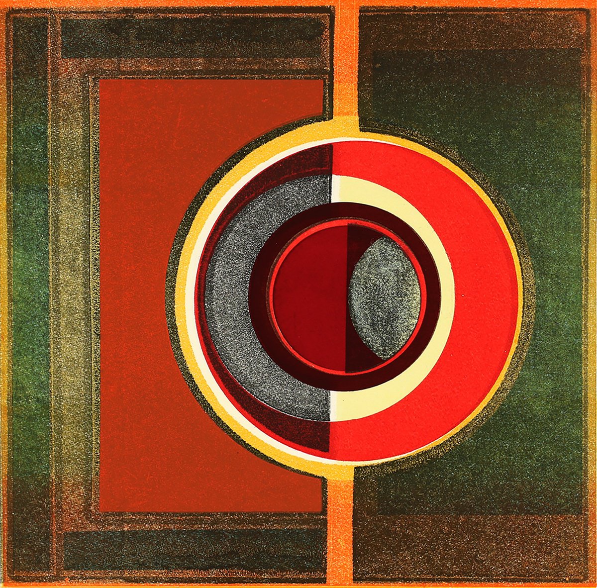 Geometric Abstract Screenprint By Helen Boden, 18 X 18, A Heart Of Glass, Original Artwork