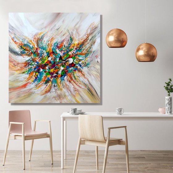 Always Remember Us This Way - XL LARGE,  ABSTRACT ART, PALETTE KNIFE ART – EXPRESSIONS OF ENERGY AND LIGHT. READY TO HANG!