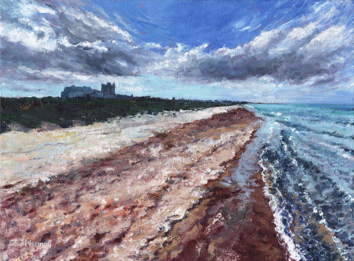 Banburgh Beach By Zoe Elizabeth Norman, 16 X 12, Artwork For Sale On Artfinder
