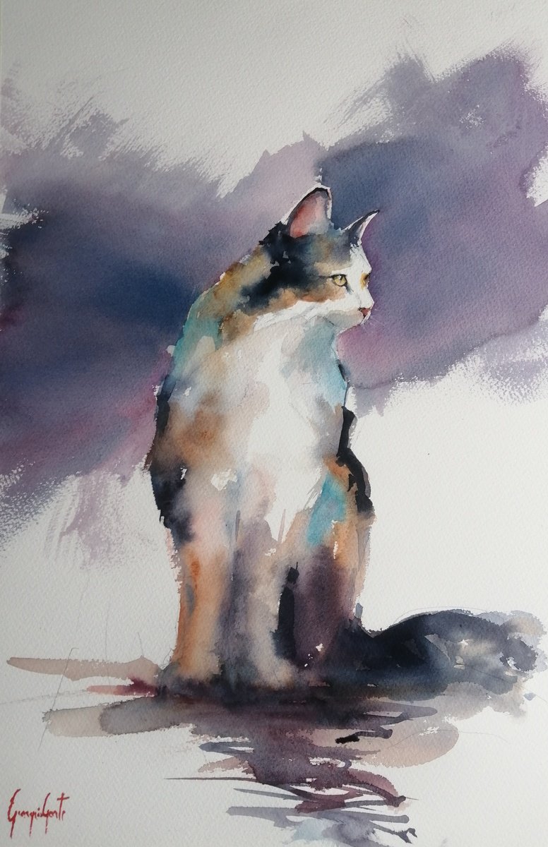 Impressionistic Animal Watercolour By Giorgio Gosti, 14 X 21, Cat 10, Original Artwork