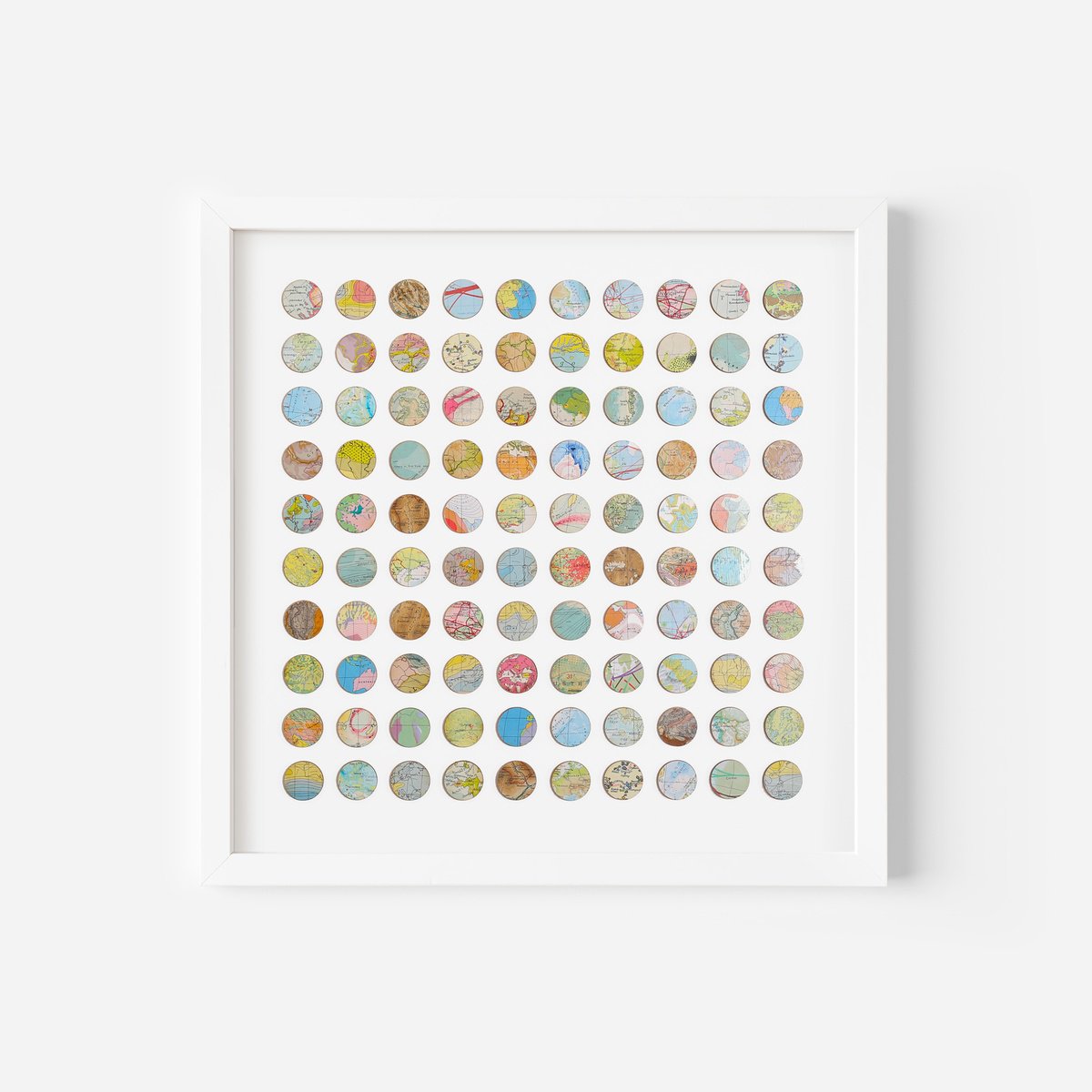 100 map dots original framed artwork by Amelia Coward