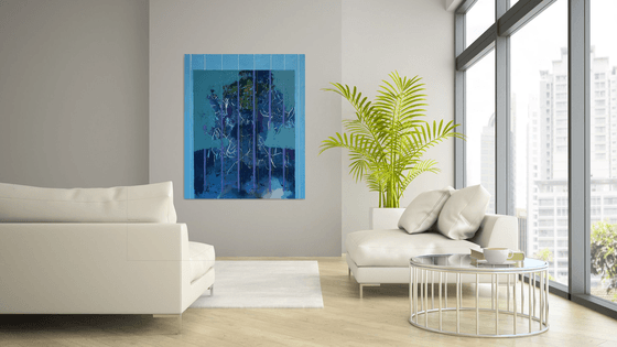 Abstract Face in blue