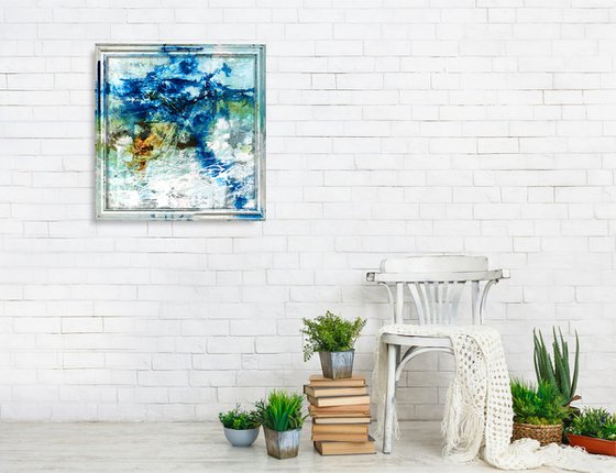 Quiet Whispers 6  - Framed Abstract Painting  by Kathy Morton Stanion