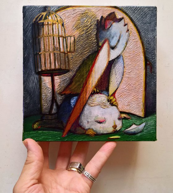 - THE OPEN CAGE - ( 19 x 19 x 6 cm )