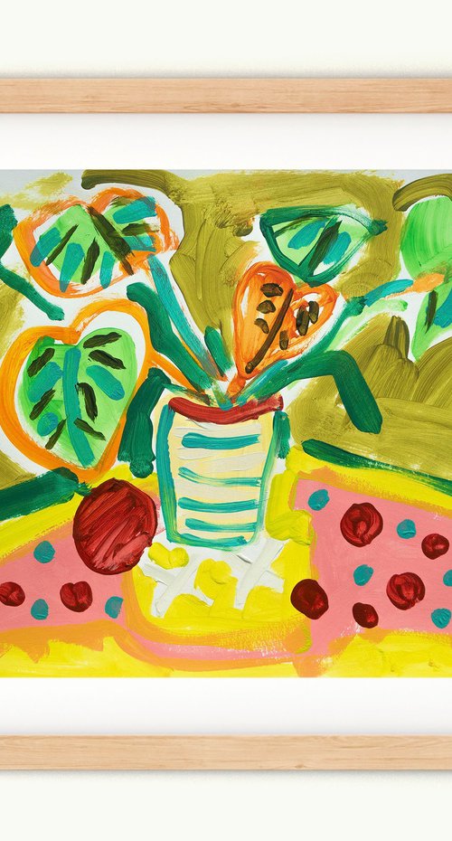 Plant and Plum Still Life by Suzie Cumming