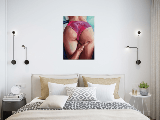 MAN"S PINK HAPPINESS - gift, painting, erotic art, canvas print, fine art paper print, decor art, wall art, poster, office art