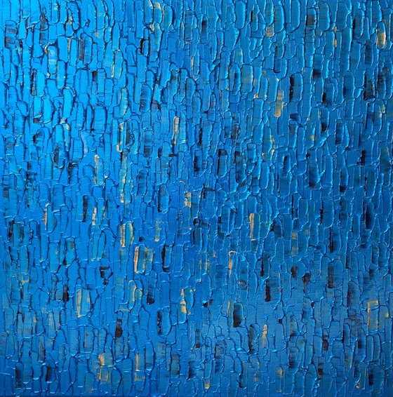 BLUE CASCADE - LARGE,  TEXTURED, PALETTE KNIFE ABSTRACT ART – EXPRESSIONS OF ENERGY AND LIGHT. READY TO HANG!