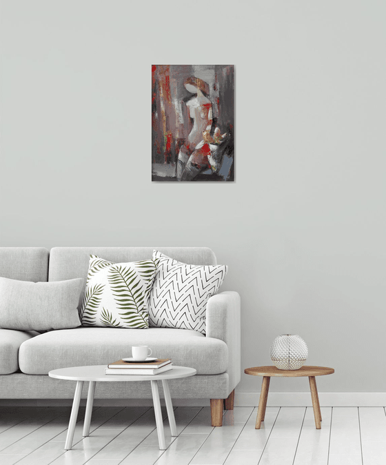 Waiting 46x65cm ,oil/canvas, abstract portrait