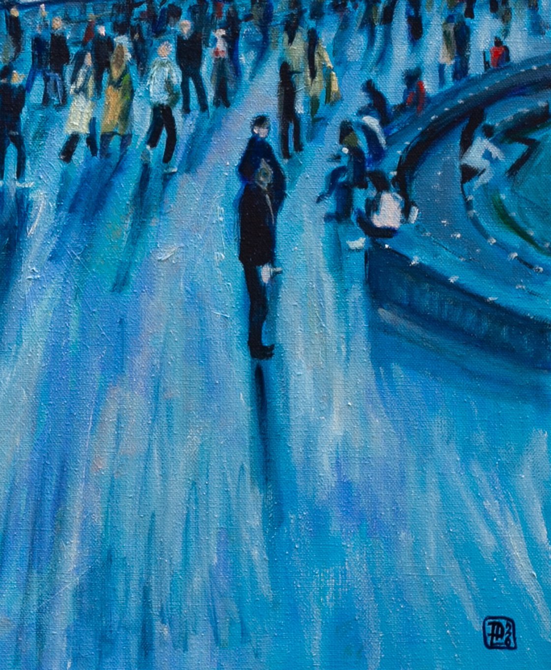 Original Oil Painting - Blue Hour in London by Liudmila Pisliakova