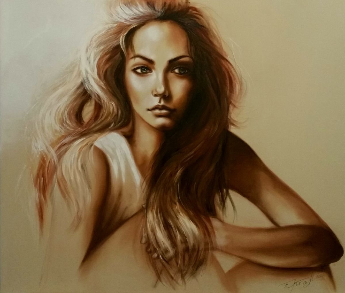 Elena Kraft | Original  Acrylic Painting | "Seraphima" | 105 X 90Cm | Artwork For Sale On Artfinder