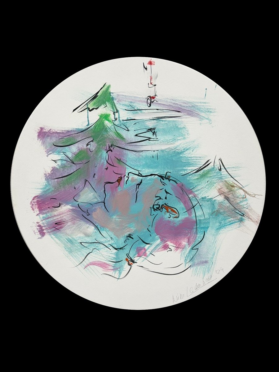 Expressive Landscape Acrylic Painting By Nicole Leidenfrost, 28 X 28", Sleeping Girl, Original Artwork