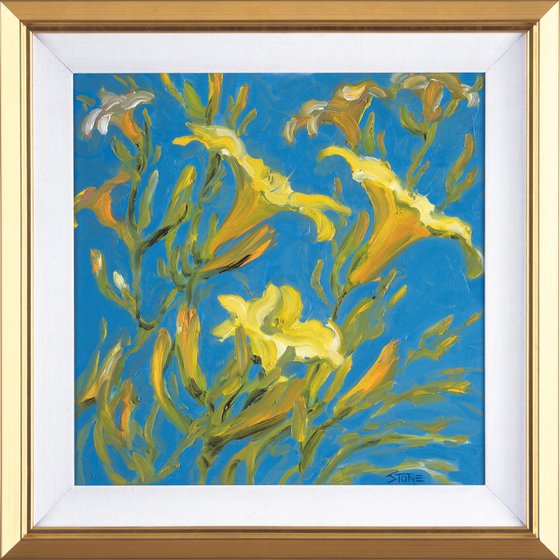 Lilies on Blue