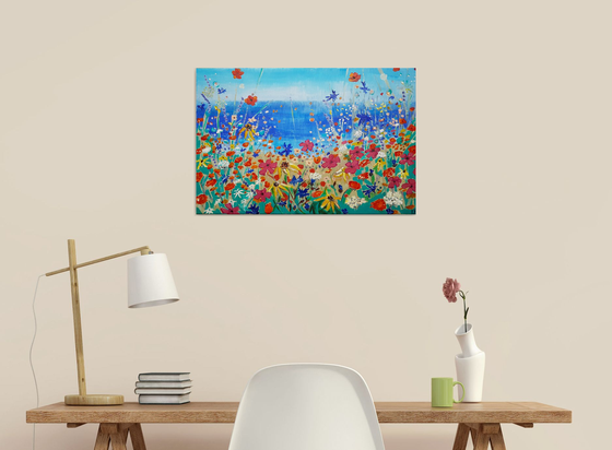 Flower meadow by the sea