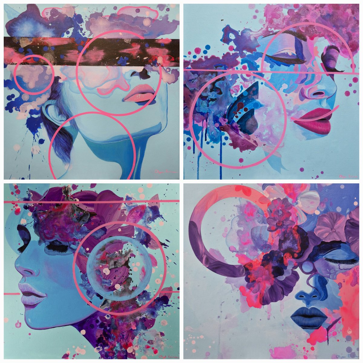  Floral Women Portraits By Olya Enina, 32 X 32, Artwork For Sale On Artfinder