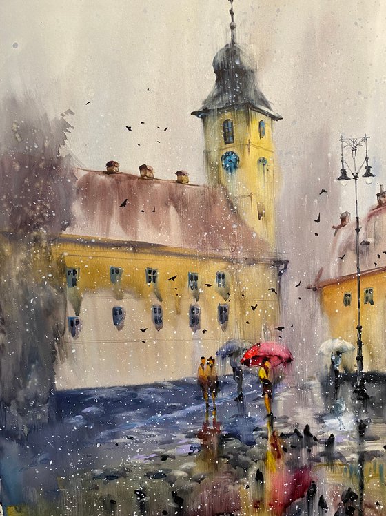 Sold Watercolor “Transilvania. Sibiu” perfect gift