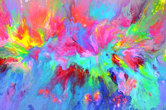 Happy Harmony VIII - 150x60 cm - Big Painting XXXL - Large Abstract, Supersized Painting - Ready to Hang, Hotel Wall Decor