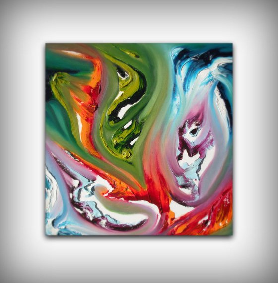 Fire's clash - 50x50 cm, Original abstract painting, oil on canvas