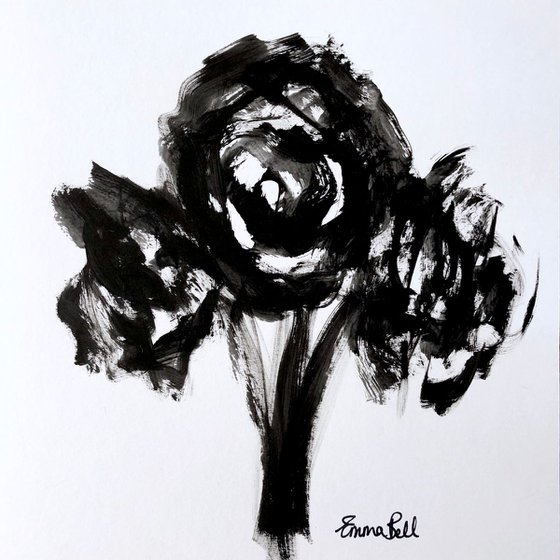 3 black roses acrylic on paper