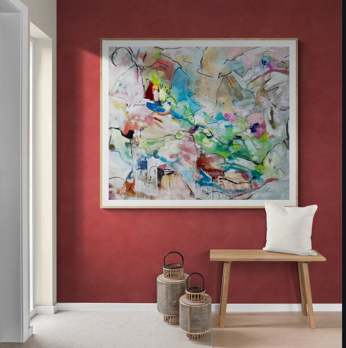 Impressionistic Landscape Acrylic Painting By Marie Manon, 58 X 50", Road To Recovery, Original Artwork