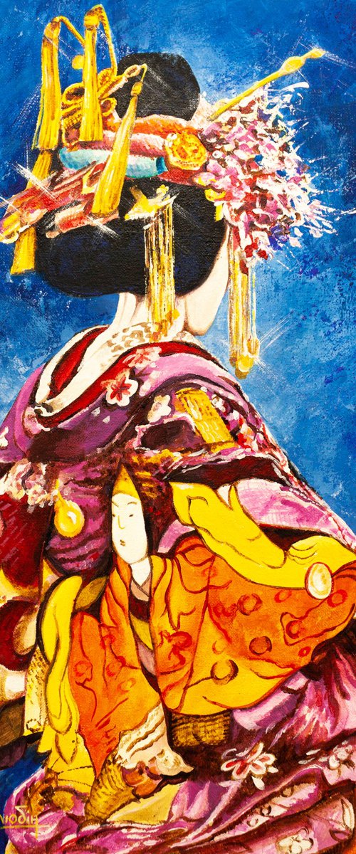 Woman in a kimono by Aleksandr Neliubin