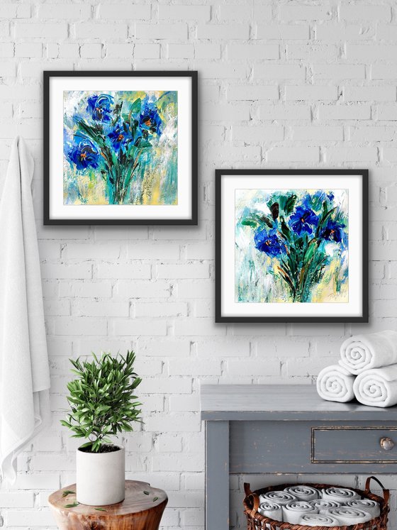 Blue Spring Flowers - Diptych