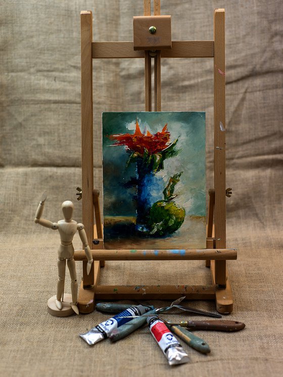 Abstract still life oil painting. Small painting for gift