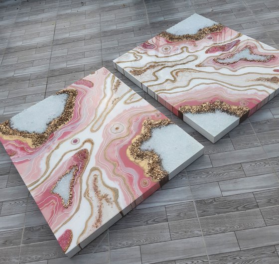 Pink Rose Agate 100 x 170 cm. Geode Art, wall art, Resin art, Resin painting, Modern art