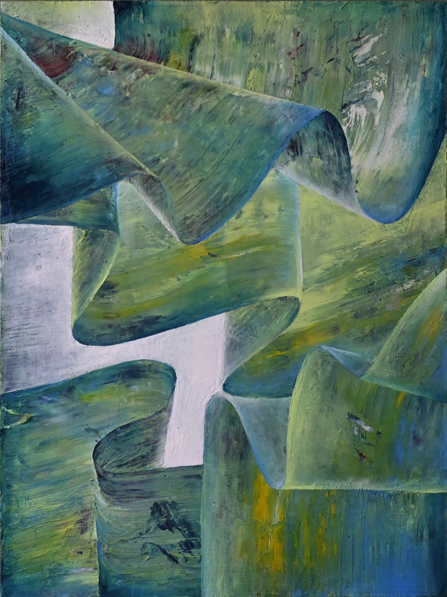 Geometric Abstract Oil Painting By Giuseppe Pastore, 24 X 31, Questo i? Quanto?, Original Artwork