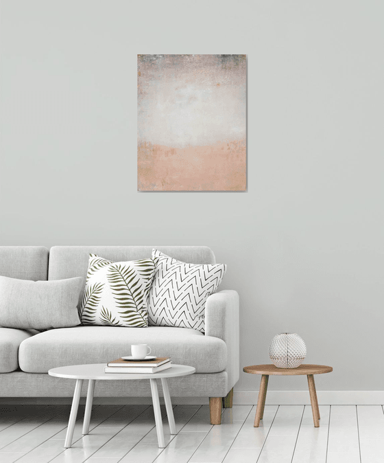 Soft Pink 220601, peach pink and white abstract color field.