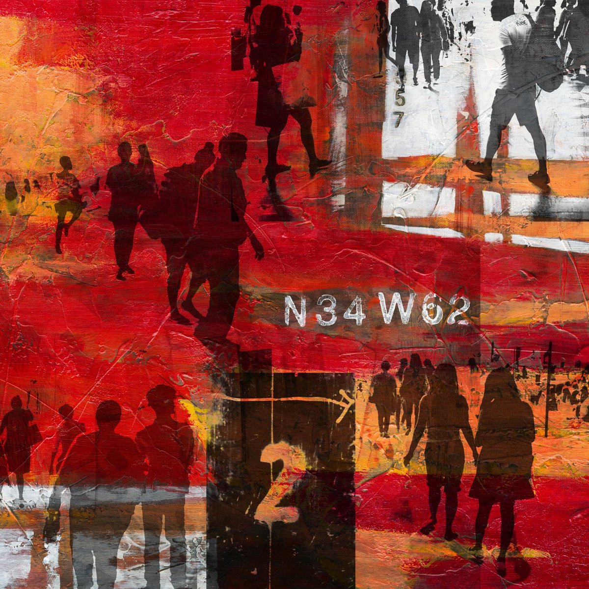 Abstract Cityscapes Photograph By Sven Pfrommer, 47 X 47", Human Crowd Xiii, Original Artwork