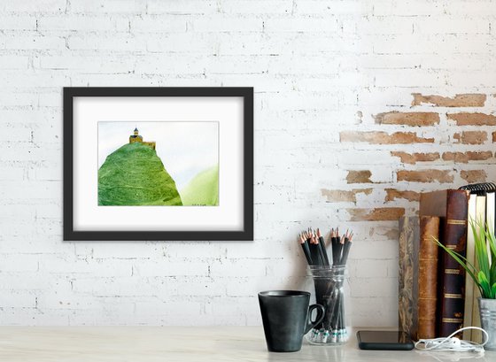 Ancient church in Georgia. Original watercolor artwork.