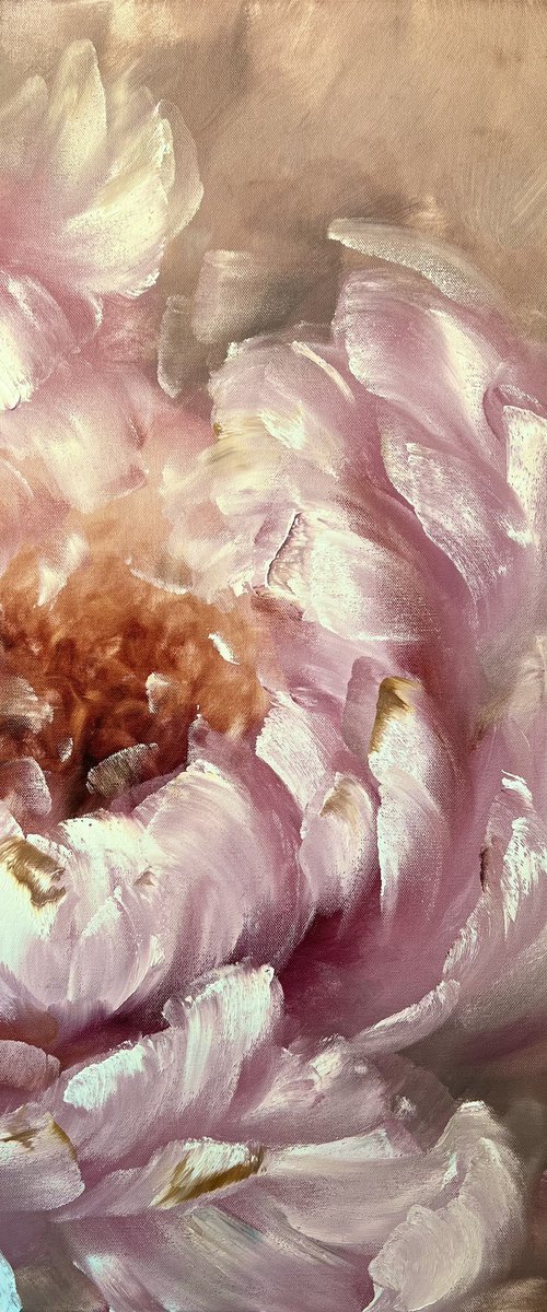 Beige abstract flower 2 - abstract peony art, wall art flowers. by Marina Skromova