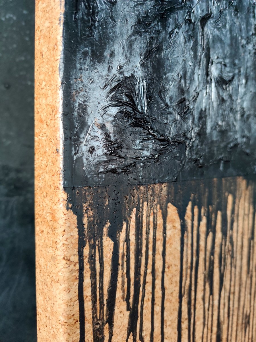 Abstract Acrylic Painting By Carla Sa Fernandes, 33 X 47, Black Silver N.º 2, Original Artwork