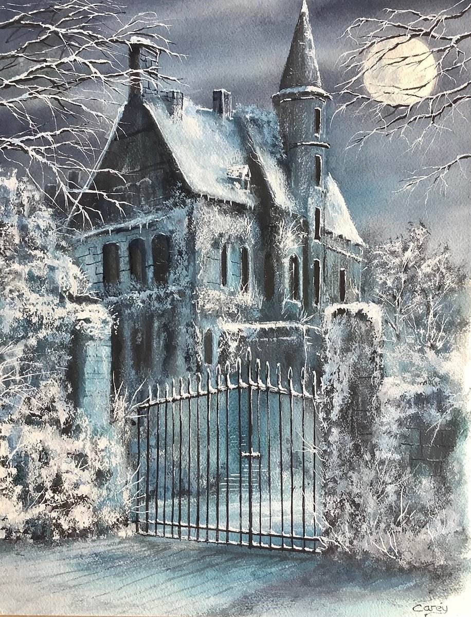 Impressionistic Landscape Watercolour By Darren Carey, 11 X 15, Through Moonlight Gates, Original Artwork