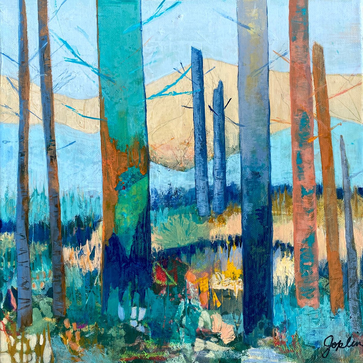 Organic Abstract Acrylic Painting By Debbie Joplin, 12 X 12, Abstracted Nature V, Original Artwork