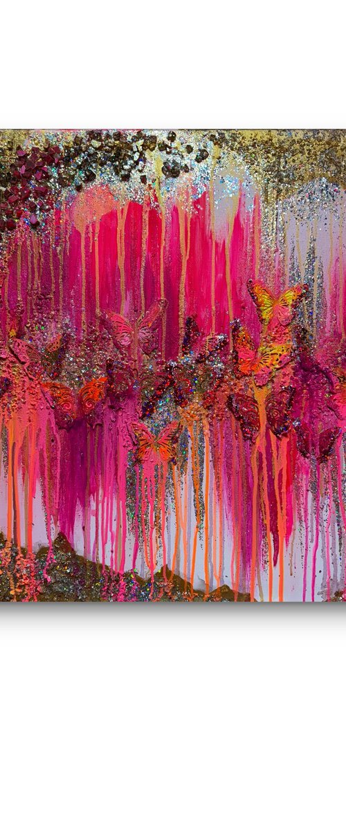 Pink wonder butterflies by Henrieta Angel