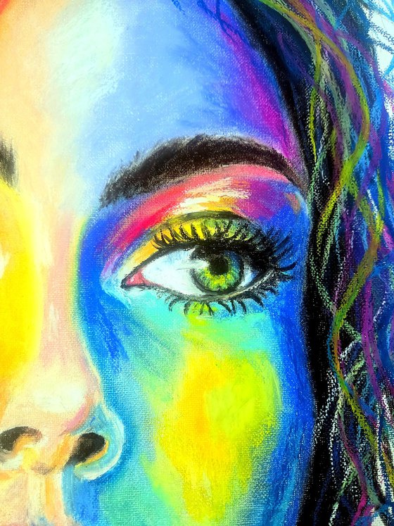 Colorstorm Muse - Oil Pastel Women Portrait