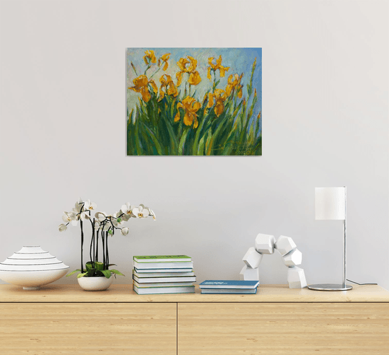 Wild yellow Irises 20×16in  50×40cm
