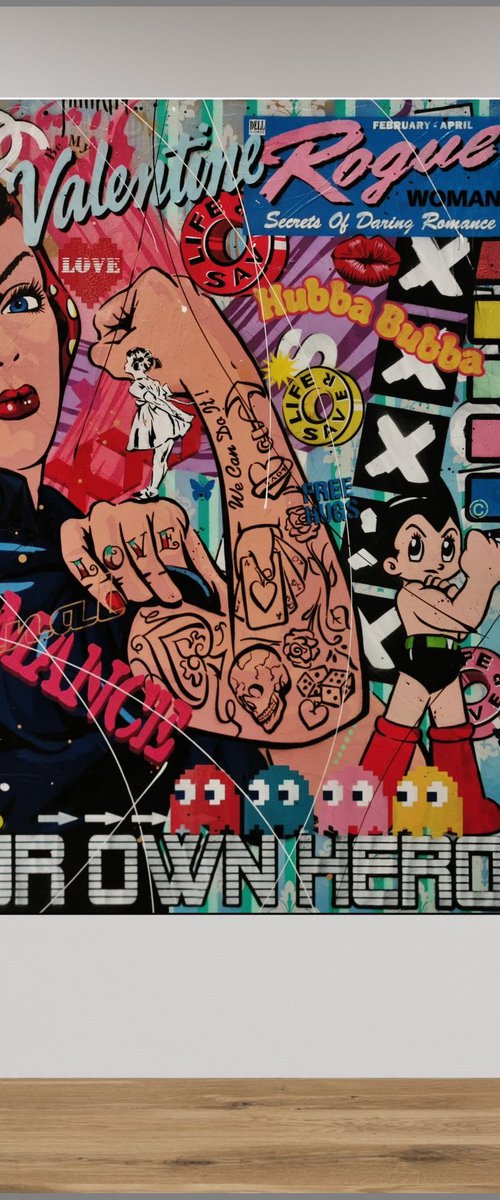 Rosie Generations 150cm x 150cm Rosie The Riveter Urban Pop Art by Franko