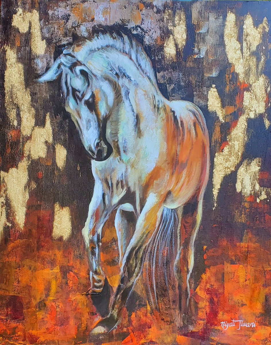 Impressionistic Animal Oil Painting By Niyati Jiwani, 24 X 30", King Midas, Original Artwork