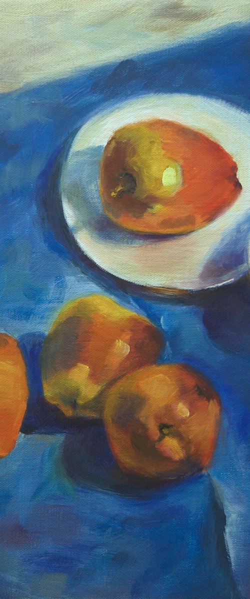Apples on Blue by Maria Stockdale