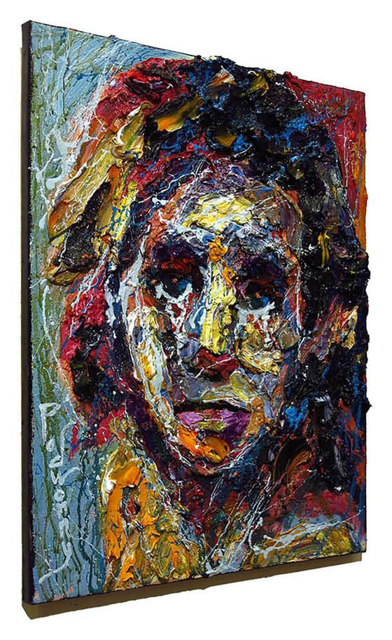 Original Oil Painting Portrait Impressionism Signed Impasto Outsider