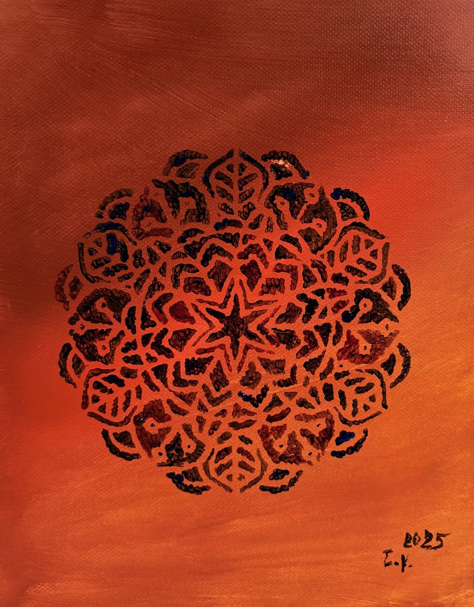 Impressionistic Abstract Acrylic Painting By Timea Valsami, 10 X 12", Raw Mandala Ii, Original Artwork